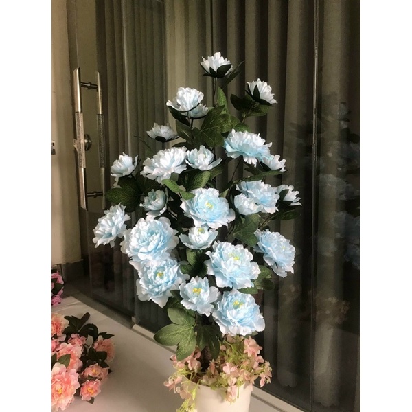 Cây hoa  mẫu đơn thân cổ cây cao 100cm - cây giả trang trí deco-hoa lụa - hoa giả