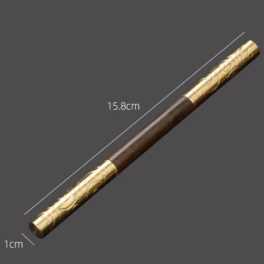 Dao tách trà phổ nhĩ 2 đầu - cán gỗ, 2 đầu bằng đồng khắc CNC hoa văn sang trọng