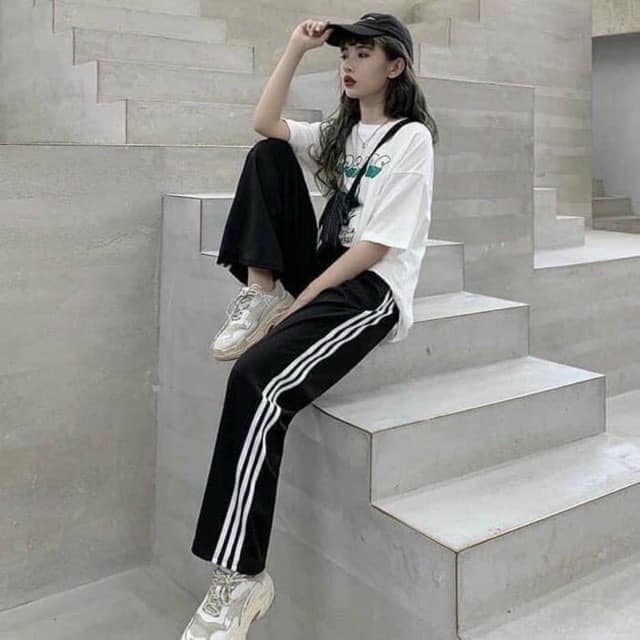 Quần thể thao nữ unisex chất dày dặn ống suông mặc ở nhà đi chơi thể dục M300