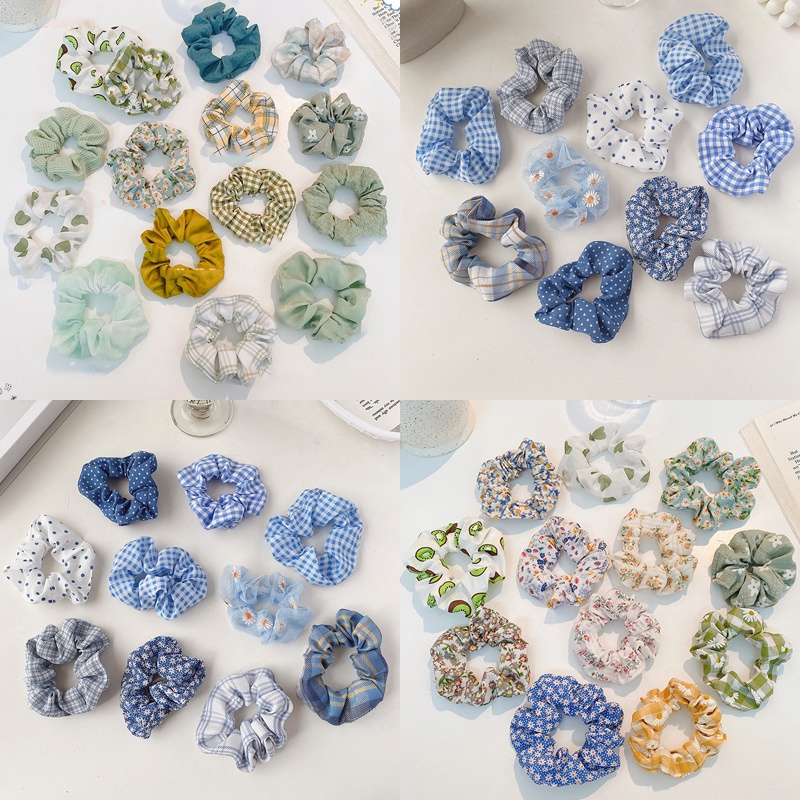 Dây Cột Tóc Ruy Băng Co Giãn In Họa Tiết Hoa / Kẻ Ô Dễ Thương Thời Trang Cho Nữ