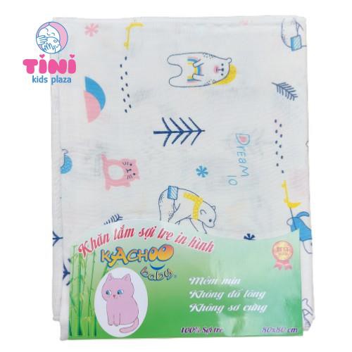 Khăn tắm sợi tre in hình dày đẹp Kachoobaby kích thước 80 x 80cm