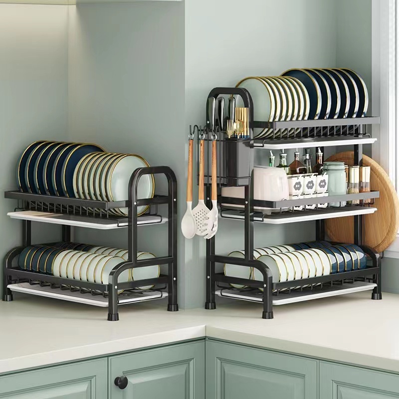 Kệ nhà tắm FORLARD Kệ Để Chén Đĩa 2/3 tầng, Giá Bát Nhỏ Có Khay Hứng Nước