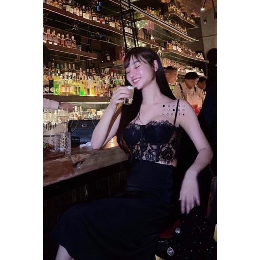 Áo croptop ren dáng corset có gọng nhiều màu sắc