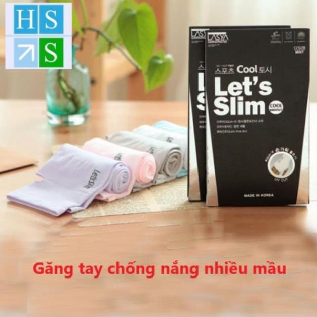 Đôi Găng tay chống nắng xỏ ngón Hàn Quốc Let's Slim Aqua (Nhiều mầu) - Chống tia UV , vải dầy dặn - HS Shop Thủ Đức