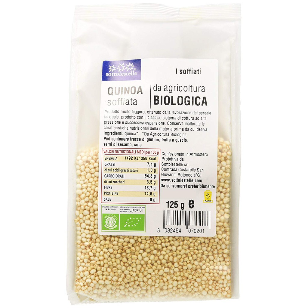 Bỏng diêm mạch hữu cơ Sottolestelle 125g Organic Puffed Quinoa