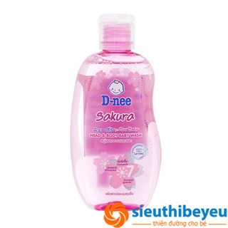 Sữa tắm gội toàn thân Dnee Sakura hồng cho bé dưới 3 tuổi 800ml