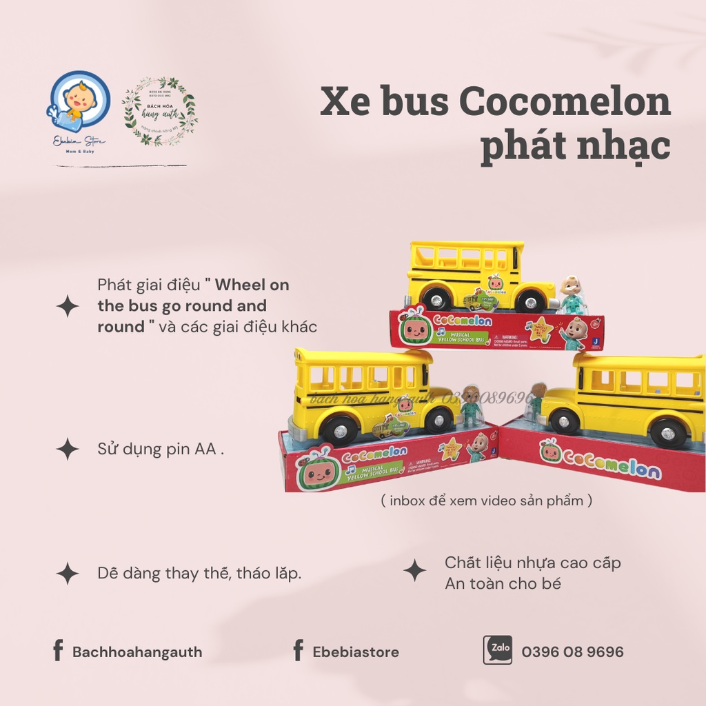 [ Hàng Mỹ ] Đồ chơi Cocomelon xe bus vàng, school bus có nhạc chính hãng