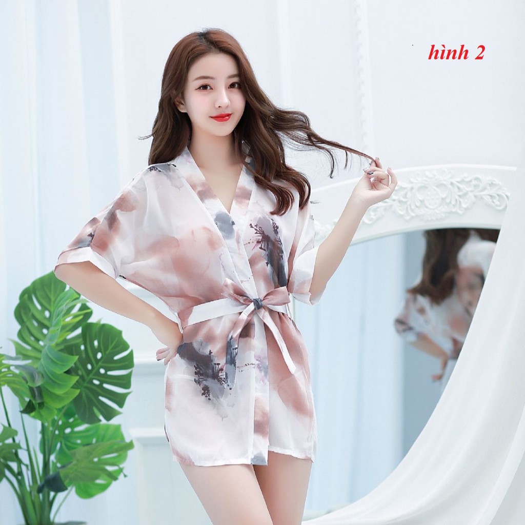 Áo choàng ngủ sexy kimono 🔥SIÊU SALE🔥 AMUSE V39B chiffon họa tiết sang chảnhfreesize 42 tới 60kg váy ngủ đẹp giá rẻ | BigBuy360 - bigbuy360.vn