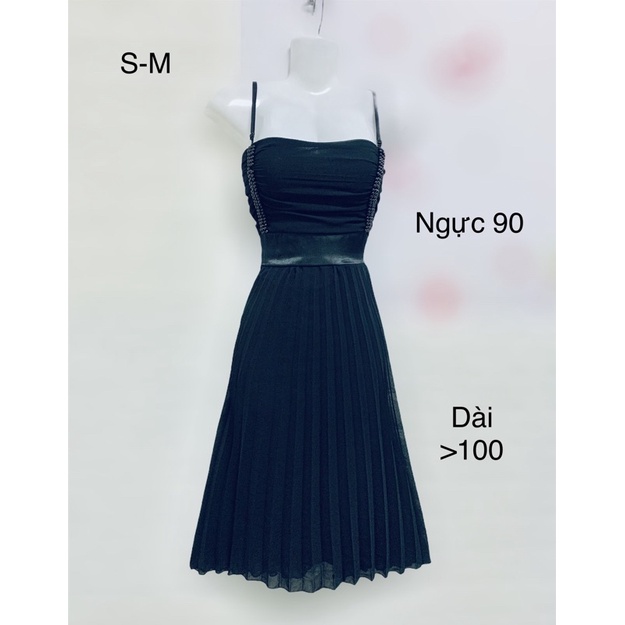 Đầm 2 dây xếp ly