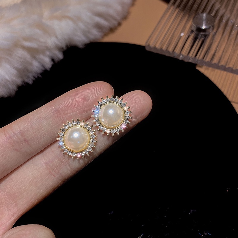 Khuyên tai bạc s925 đính ngọc trai giả phong cách 2023 đơn giản cho nữ