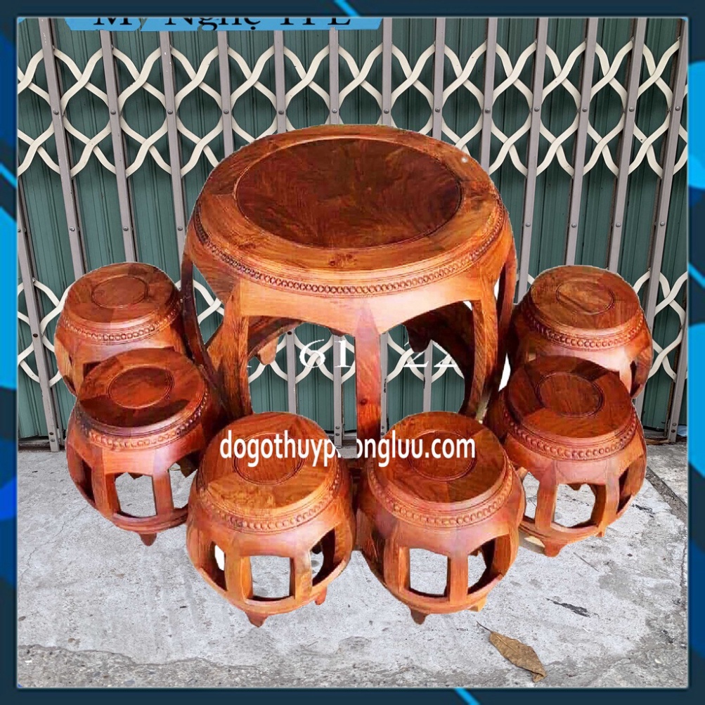 Bộ Bàn Ghế Trống 7 Món Trang Trí Phòng Khách Gỗ Hương