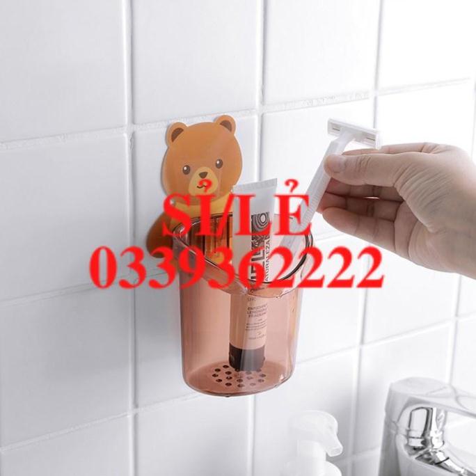 [ COCOLOVE ] Cốc cắm bàn chải đánh răng dán tường hình gấu dễ thương (CG02)