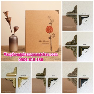 Bo góc scrapbook, album, sổ họa tiết màu đồng (Size đại) - Bộ 08 chiếc (Đọc kỹ mô tả sản phẩm)