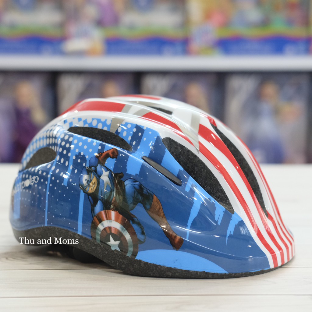 Protec Mũ bảo hiểm Xe đạp siêu nhẹ hình Captain America dành cho trẻ em - mũ bảo hiểm cho bé