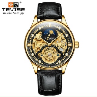 Đồng hồ cơ nam automatic dây da bọc su cực bền hiệu tevise chính hãng (tặng kèm hộp)