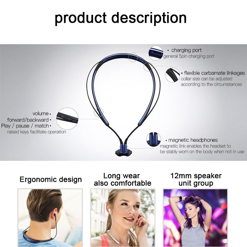 Tai Nghe Bluetooth Móc Cổ Chữ U Chống Ồn Cho Samsung