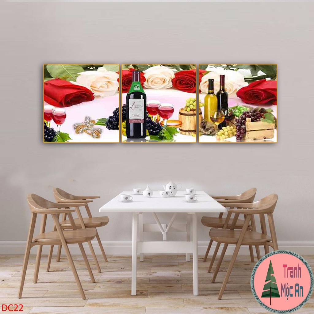 XẢ KHO Bộ 3 Tranh treo bếp - Tranh tráng gương treo tường trang trí phòng bếp cực kỳ ấm cúng