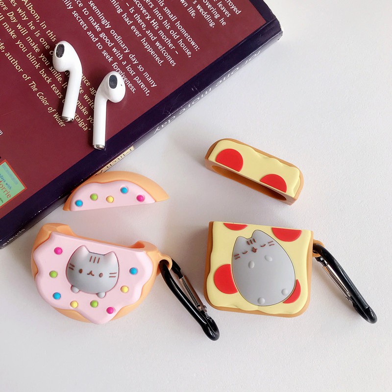 Bao Case Cho Airpods 1/ Airpods 2 Hình Bánh Donut và Sandwich Mèo.