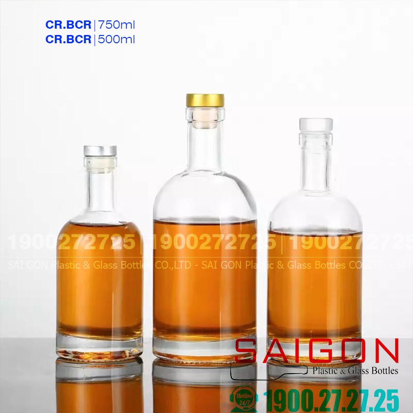 Bình Thủy Tinh Tròn Bầu Sang Trọng 500ml , 750ml | Tùy Chọn Dung Tích