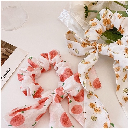 Dây cột tóc vải hình nơ nhiều hoa/trái cây xinh xắn style Hàn Quốc DNH - Phụ kiện thời trang
