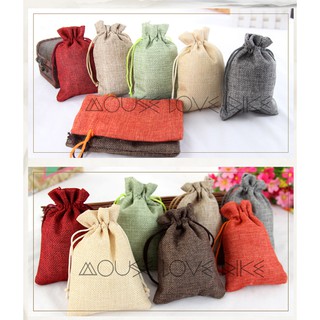 Túi vải bố thô có dây rút dùng gói quà,đựng cà phê, hoa khô, trà kích thước 10x14cm