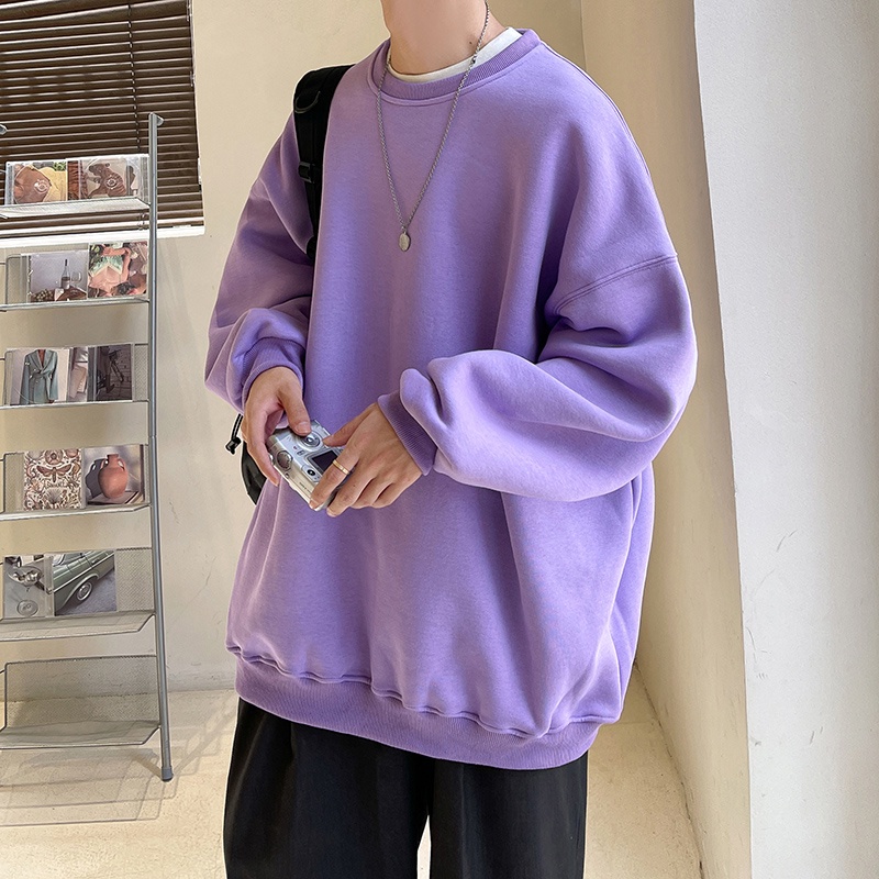 Áo Hoodie IFNICEFUTURE Cổ Tròn Dáng Rộng Màu Trơn Thời Trang Cho Nam