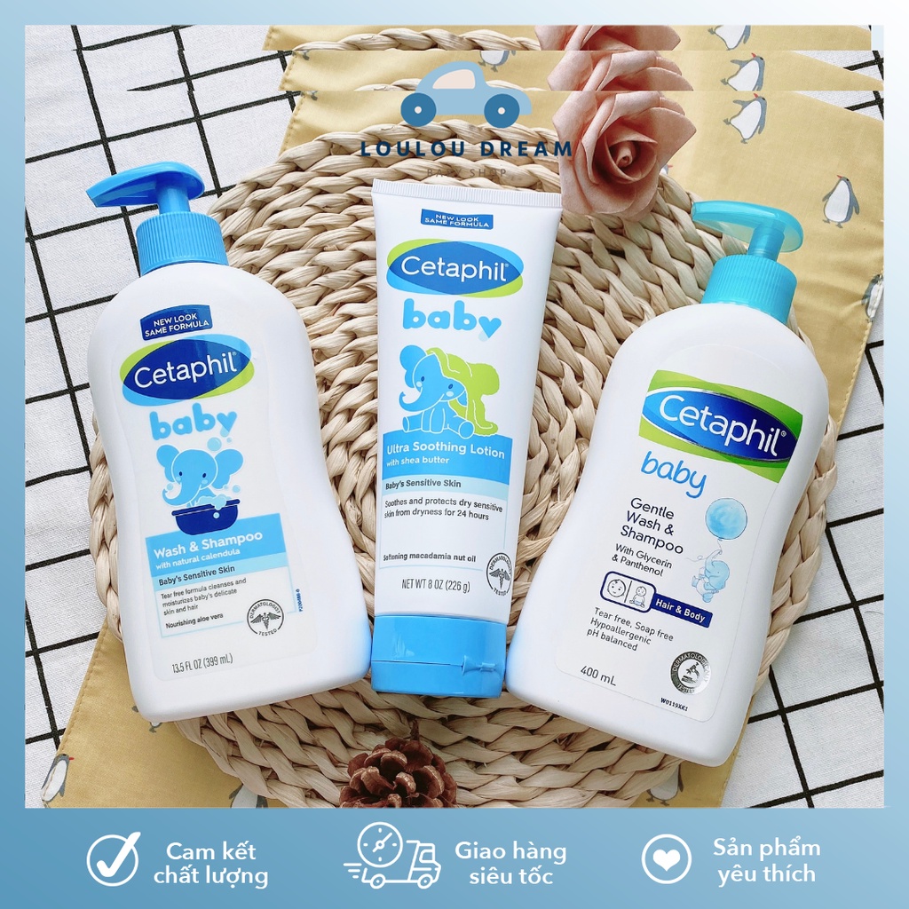 Cetaphil Sữa tắm gội cho bé và Lotion chiết xuất hoa cúc hữu cơ Calendula (Wash &amp; Shampoo) dùng từ sơ sinh