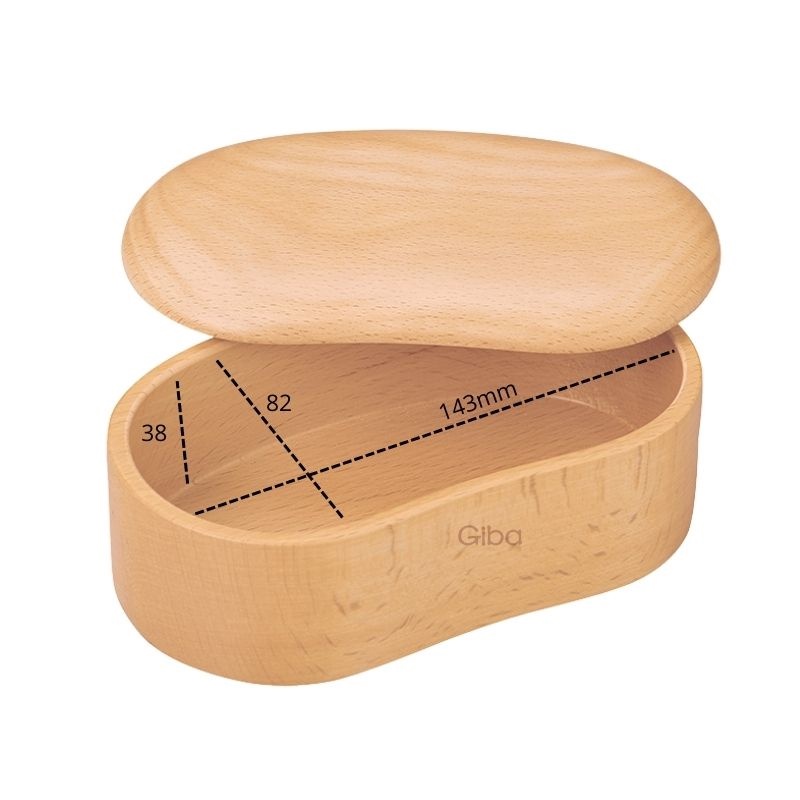 Hộp gỗ đa năng đựng trang sức mỹ phẩm bằng gỗ hình hạt đậu, hộp đựng cơm bento - Giba