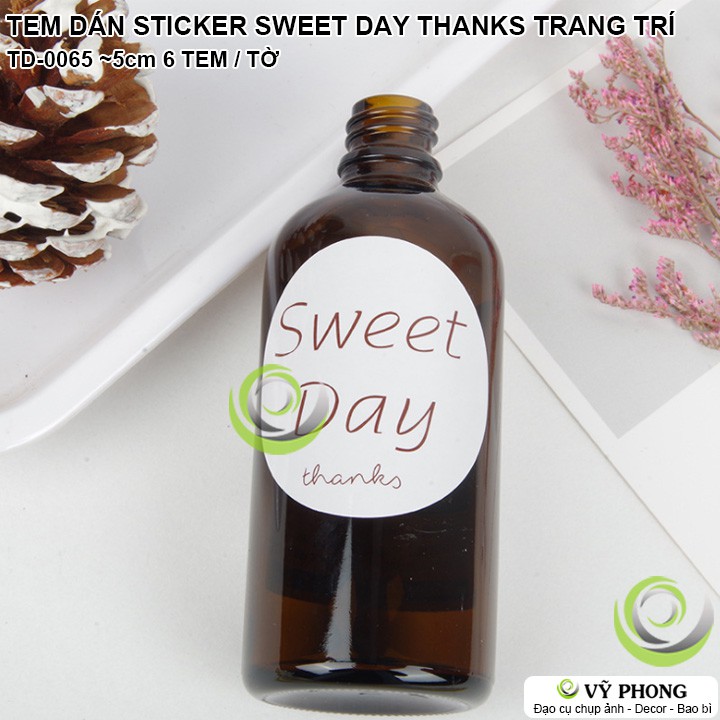 TEM DÁN TRÒN SWEET DAY THANKS TRANG TRÍ NIÊM PHONG BAO BÌ HỘP QUÀ TẶNG TD-0065