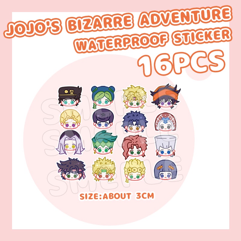 Bộ 16 Sticker Hoạt Hình Jojo 'S Bizarre Adventure Xinh Xắn