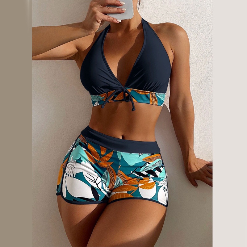 Bộ Bikini Hai Mảnh Thắt Dây Hở Lưng In Họa Tiết Gợi Cảm Cho Nữ