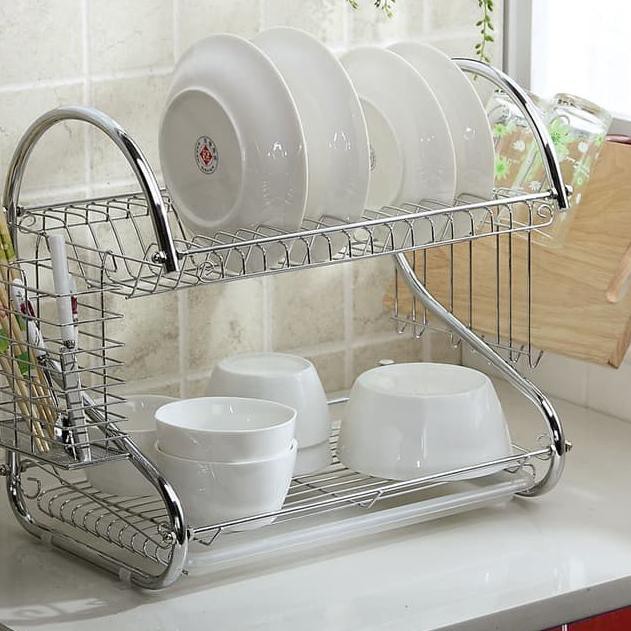 Giá Để Đĩa 2 Tầng Bằng Thép Không Gỉ Tiện Dụng | BigBuy360 - bigbuy360.vn