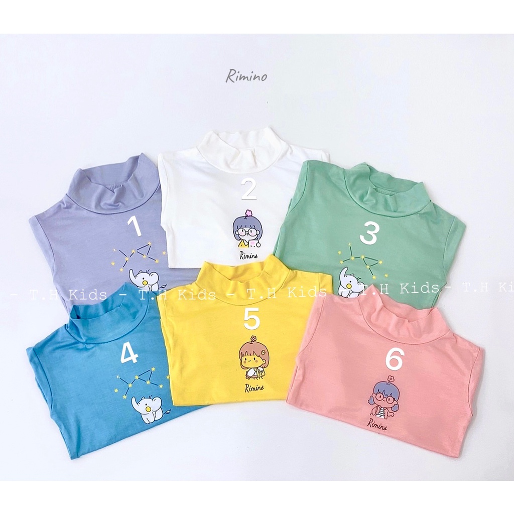 Áo dài tay thun lạnh cổ 3p in hình cute cho bé Rimino