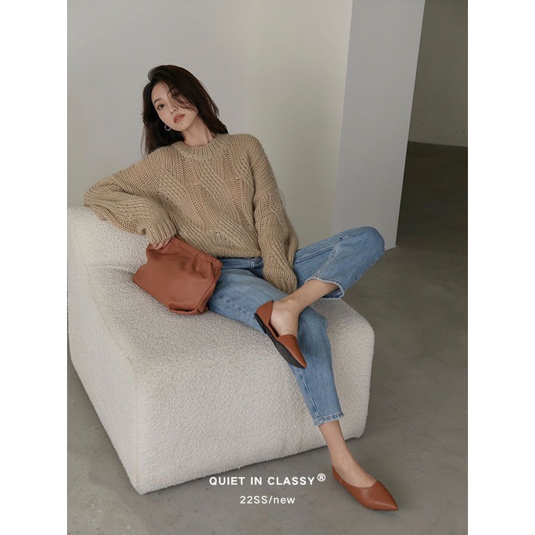 Áo Len Nữ Dài Tay Cổ Tròn Form Rộng Thời Trang Hàn