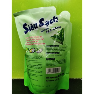 Nước rửa chén lix túi 1.5kg siêu sạch hương chanh - trà xanh