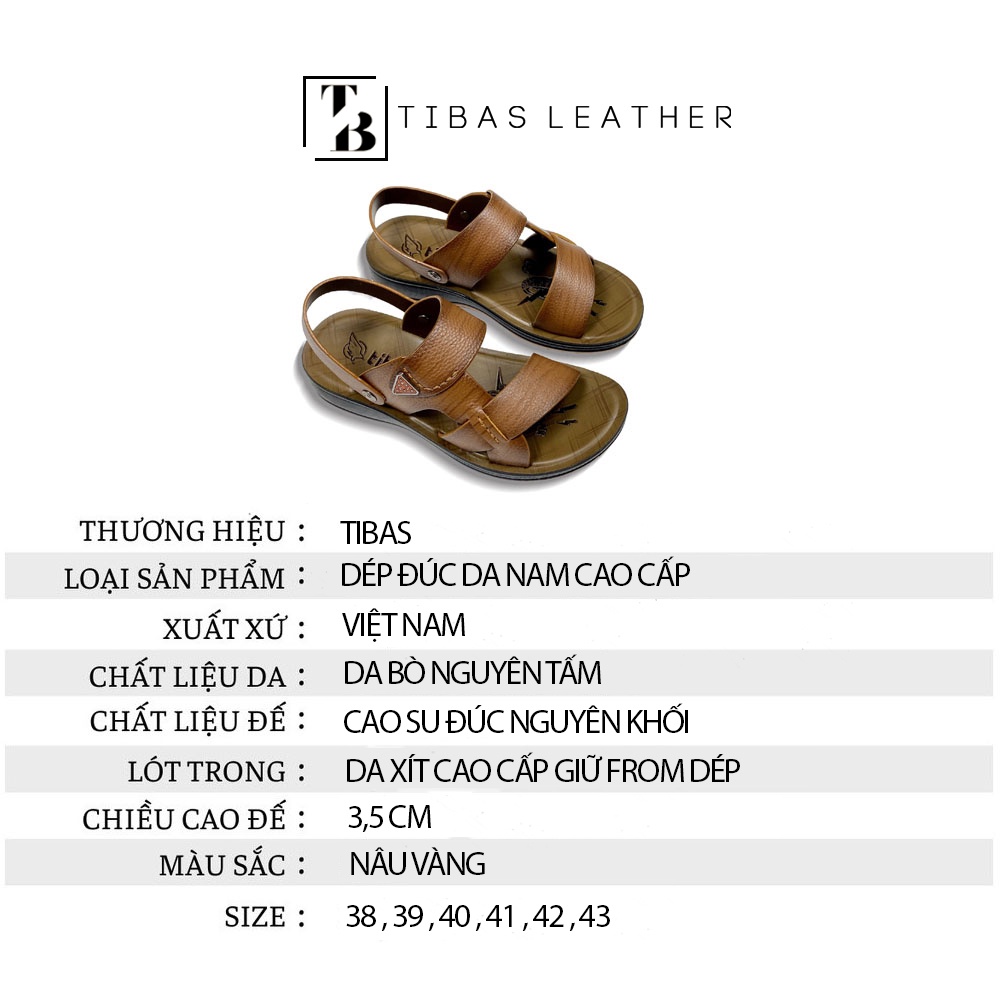 Dép Da Nam Đế Đúc Cao Cấp TIBAS Dép Da Bò Nam Đẹp- 8912