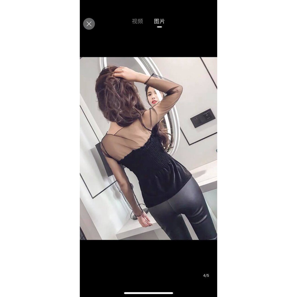 Áo nhúng tay lưới - vải nhung - kèm ảnh thật