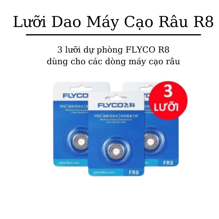 Combo máy cạo râu đa năng SHAVER SK1588 và 3 lưỡi dự phòng FLYCO R8, cạo cực khoẻ, pin cực bền, không đau rát