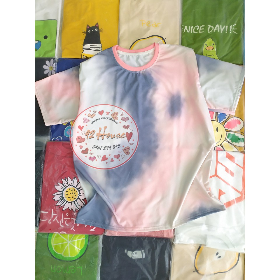 Áo thun unisex nam nữ loang màu xám cà rốt freesize form rộng tay lỡ