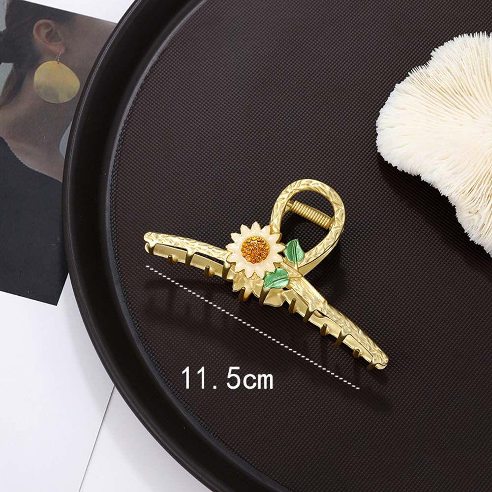 VANES1 Kẹp Tóc Kim Loại Hình Hoa Hướng Dương Đính Đá Phong Cách Hàn Quốc