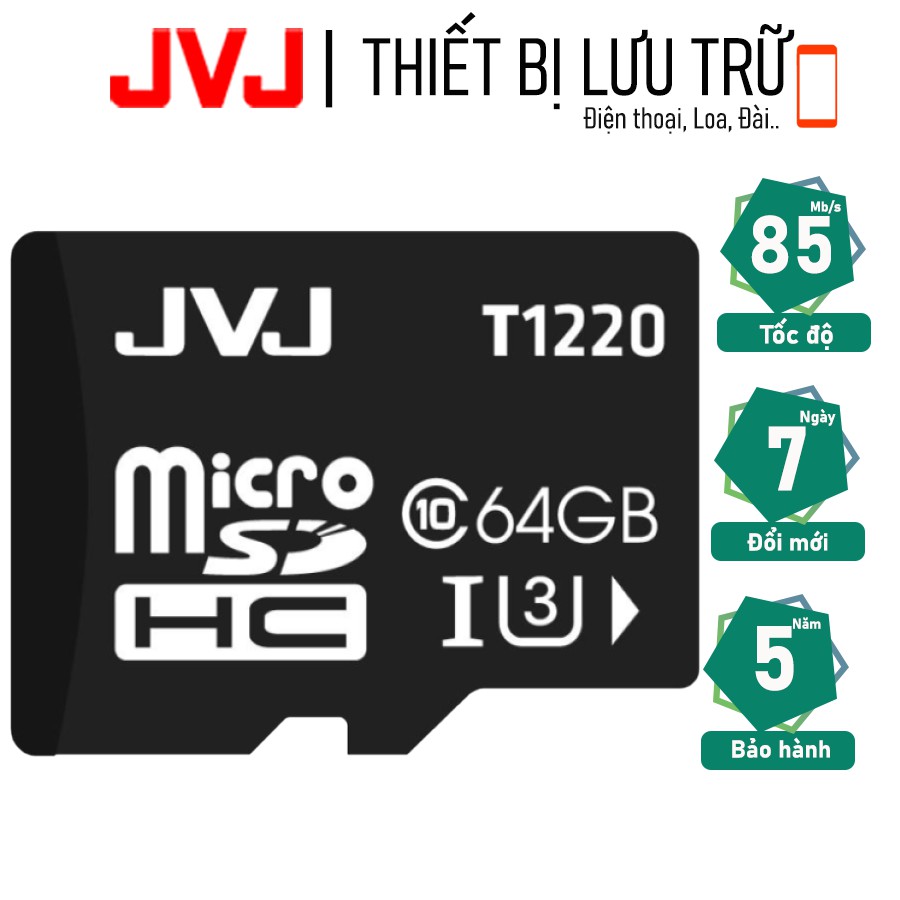 Thẻ nhớ 128Gb JVJ Pro U3 Class 10 MicroSDHC – chuyên dụng cho CAMERA tốc độ cao tương thích với mọi thiết bị