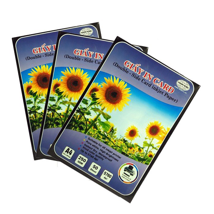 Giấy in card visit bóng 2 mặt Mạnh Hưng Định lượng 250gms (Xấp 50 Tờ)