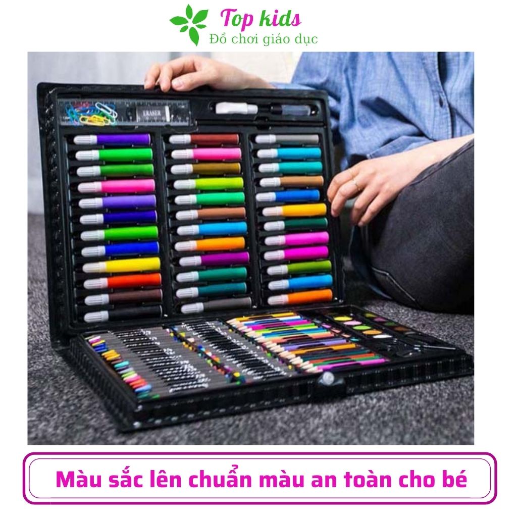 Màu 150 chi tiết kèm 8 cuốn tập tô vẽ cho bé bộ hộp bút đựng chì sáp đồ chơi thông minh sáng tạo cho trẻ em TOPKIDS