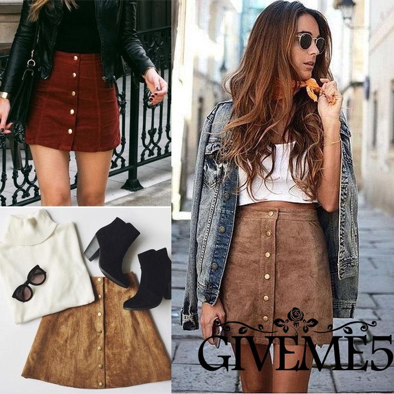 Váy ngắn da lộn có dây cột thời trang cho nữ