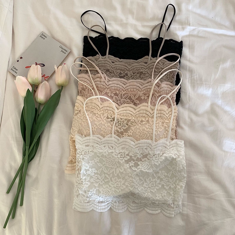 Áo kiểu croptop XIAOZHAINV hai dây phối ren 5 màu sắc tùy chọn quyến rũ cho nữ