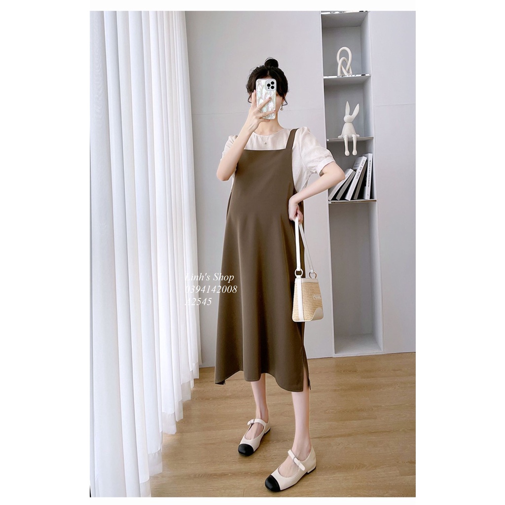 Váy Bầu Đầm Bầu Xinh Sơ Mi Liền A2545