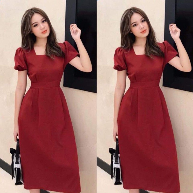 Đầm cổ Vuông Tay Phồng Hot Trend