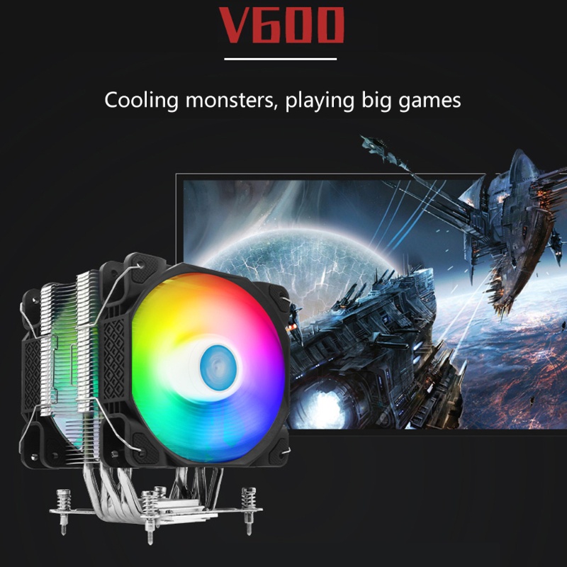 QUU 2 Power 6pcs High Efficiency Copper Tube RGB CPU Radiator Suitable for LGA 775/1156 amd Motherboard Cooling Fan intel | BigBuy360 - bigbuy360.vn