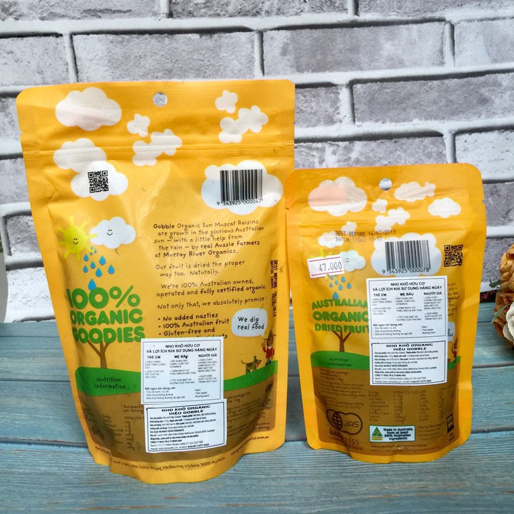 Nho khô hữu cơ Gobble Úc