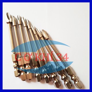 Bộ 8 mũi tô vít ph1, ph2, ph3 đủ các kích thước dài 75mm chuôi lục giác cho khoan pin, điện hãng broppe